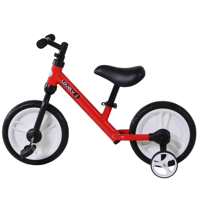 Toddler Balance Bike with Stabalisers Red