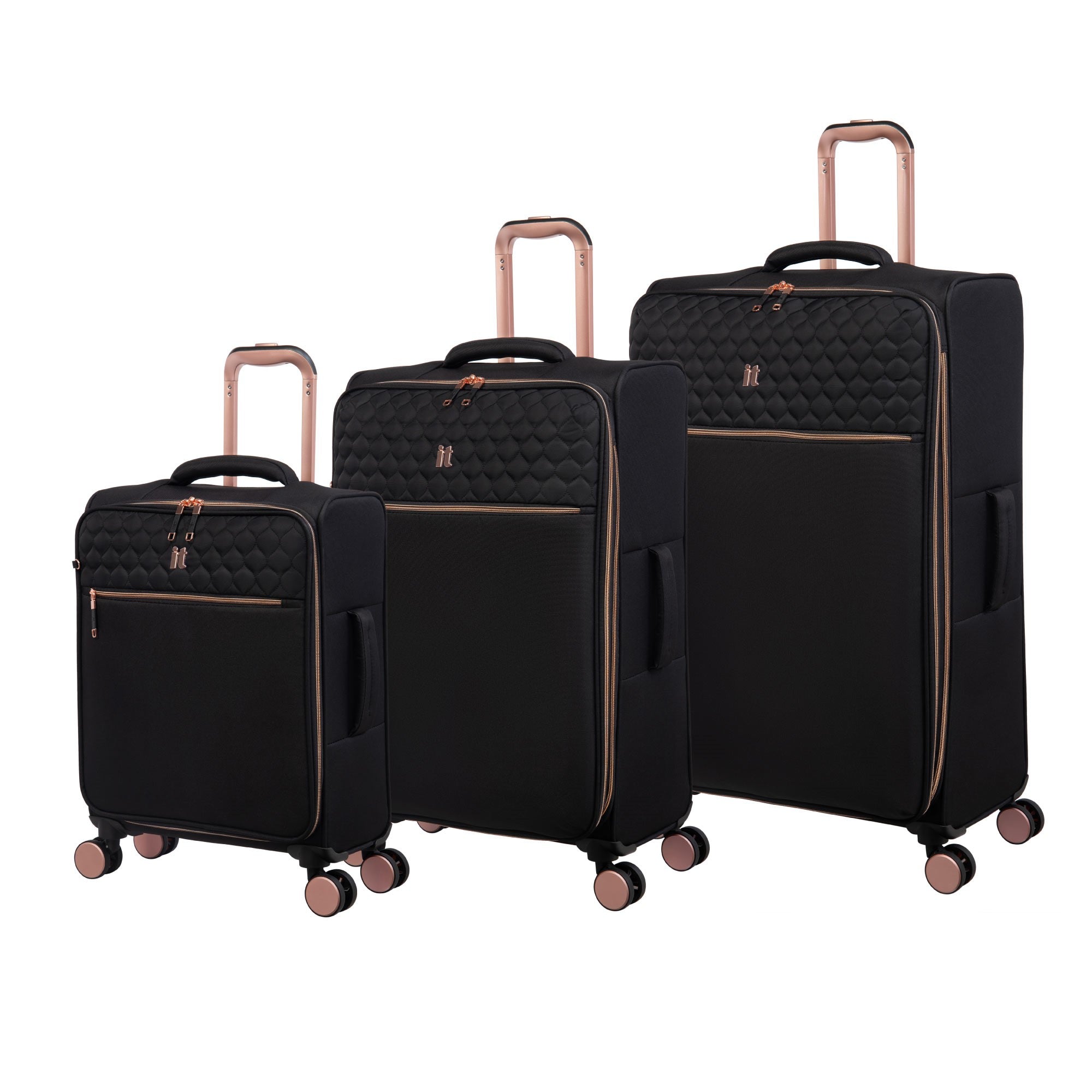 It Luggage Suitcase Lux lite Divinity Eva Black Rose Gold 8 Wheel