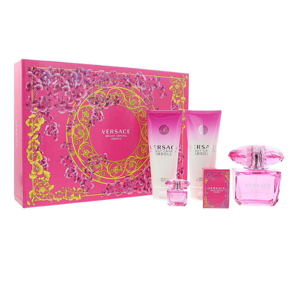 Versace Bright Crystal Absolu 4 Piece Gift Set: Eau De Parfum 90ml - S