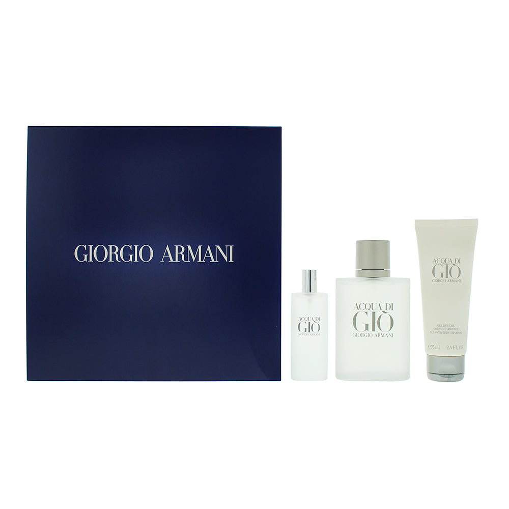 Giorgio Armani Acqua Di Gi 3 Piece Gift Set Eau De Toilette 100ml