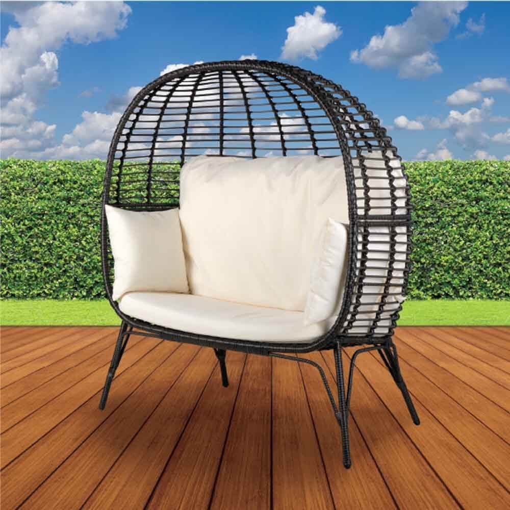 Rattan floor store standing egg chair