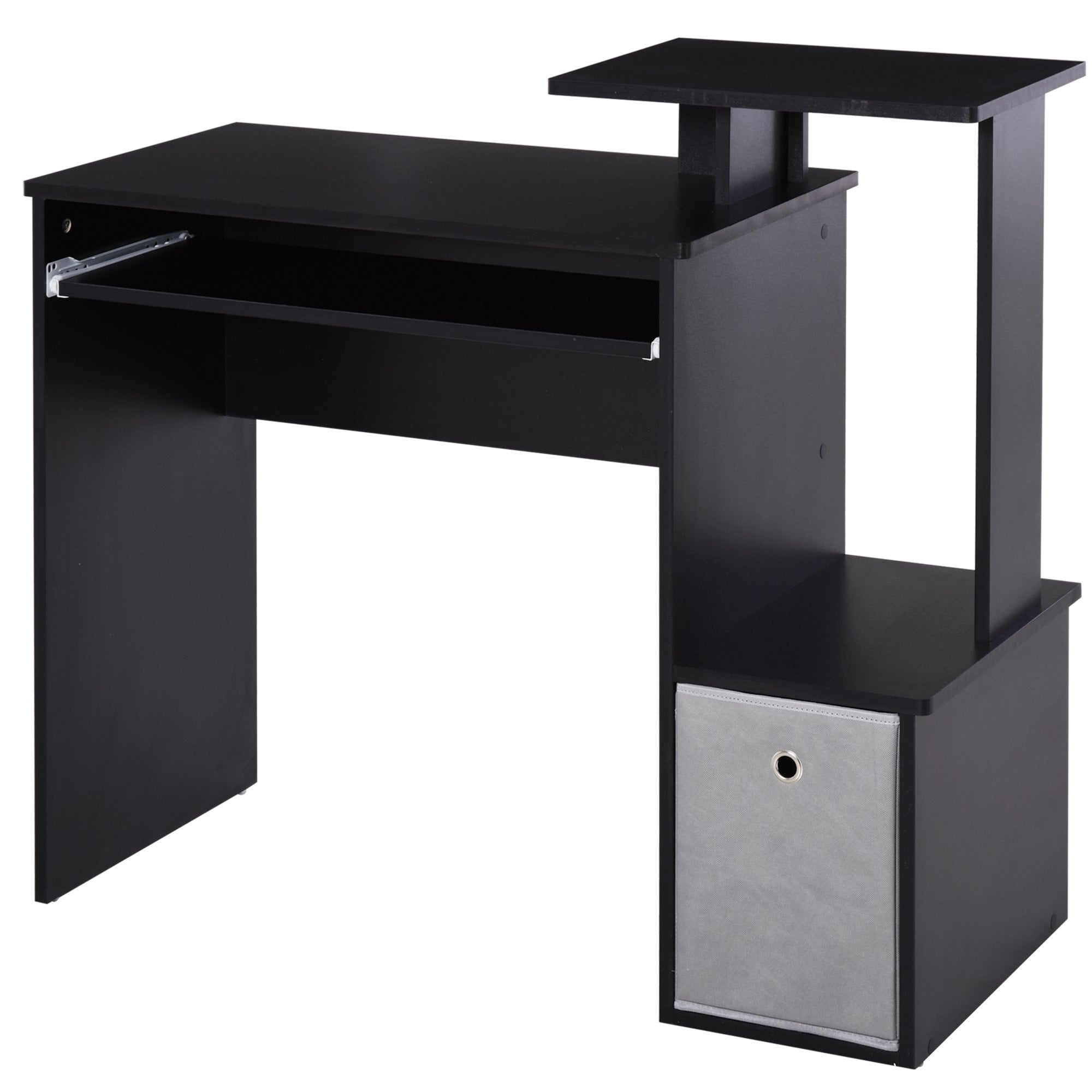 Furinno Econ Home Office Under Desk CPU and Printer Stand with Wheels, Espresso/Black