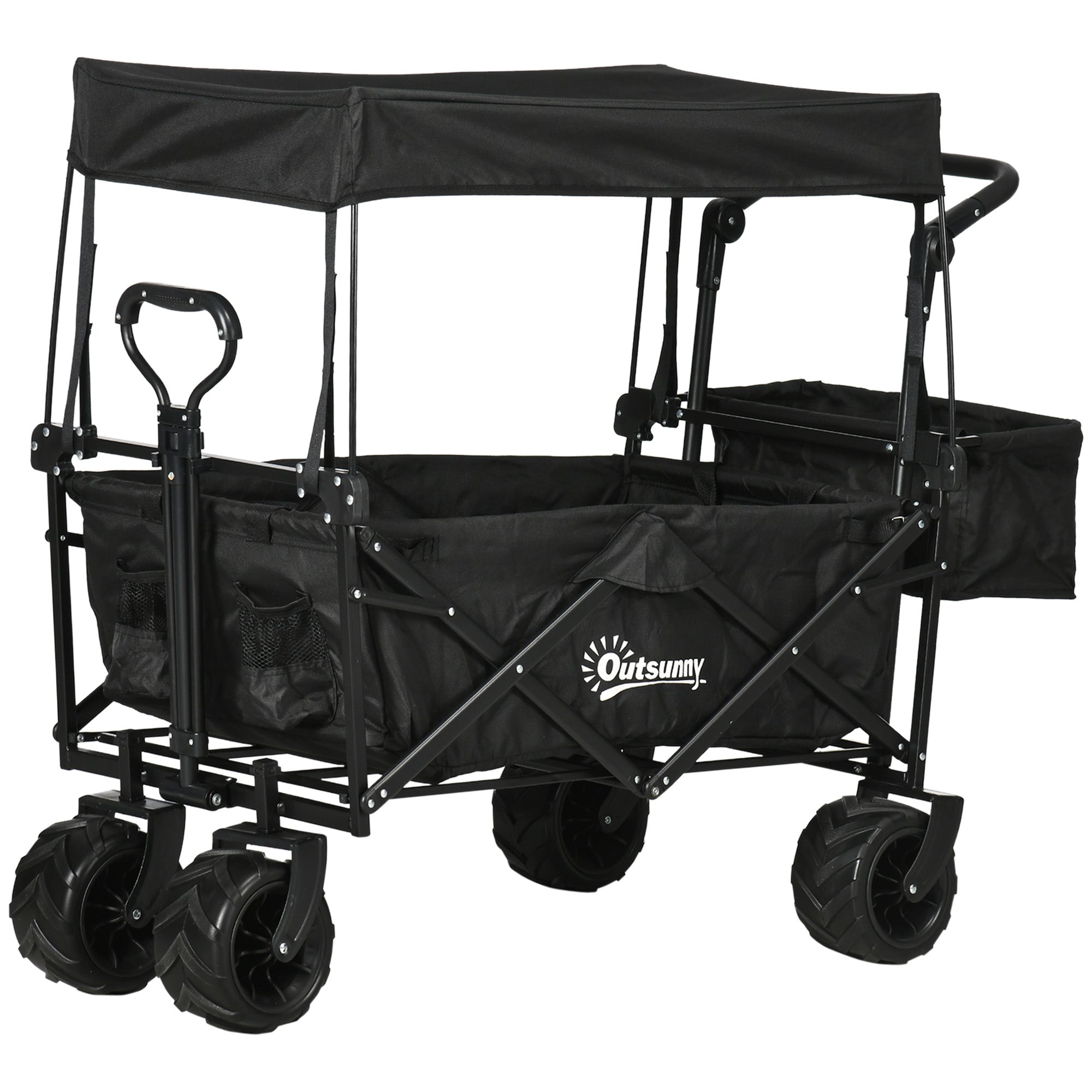 Outsunny Folding Wagon Garten Cart Collapsible Camping Trolley