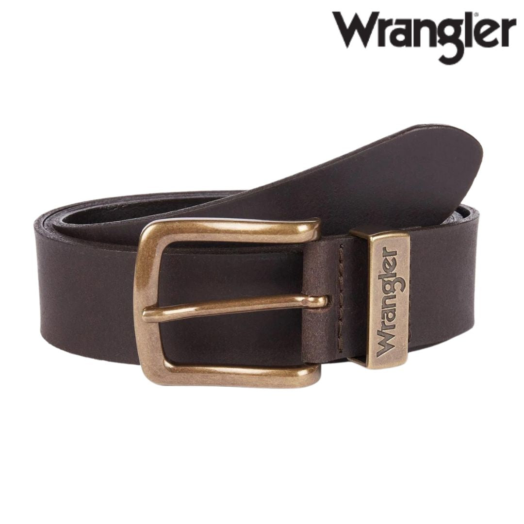 Wrangler Metal Loop Leather Belt - Brown