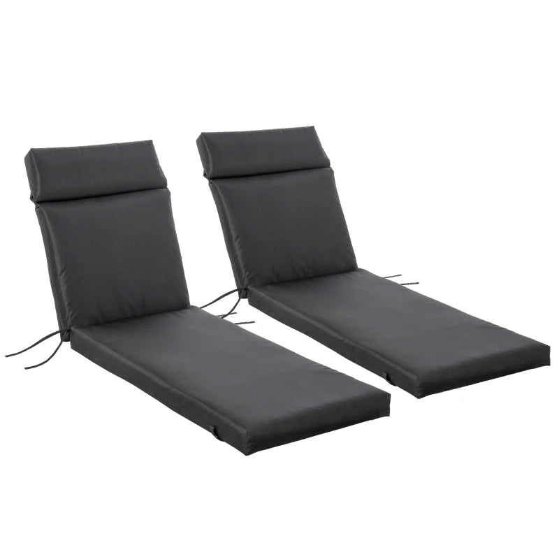 Set of 2 Non Slip Sun Lounger Cushions Black