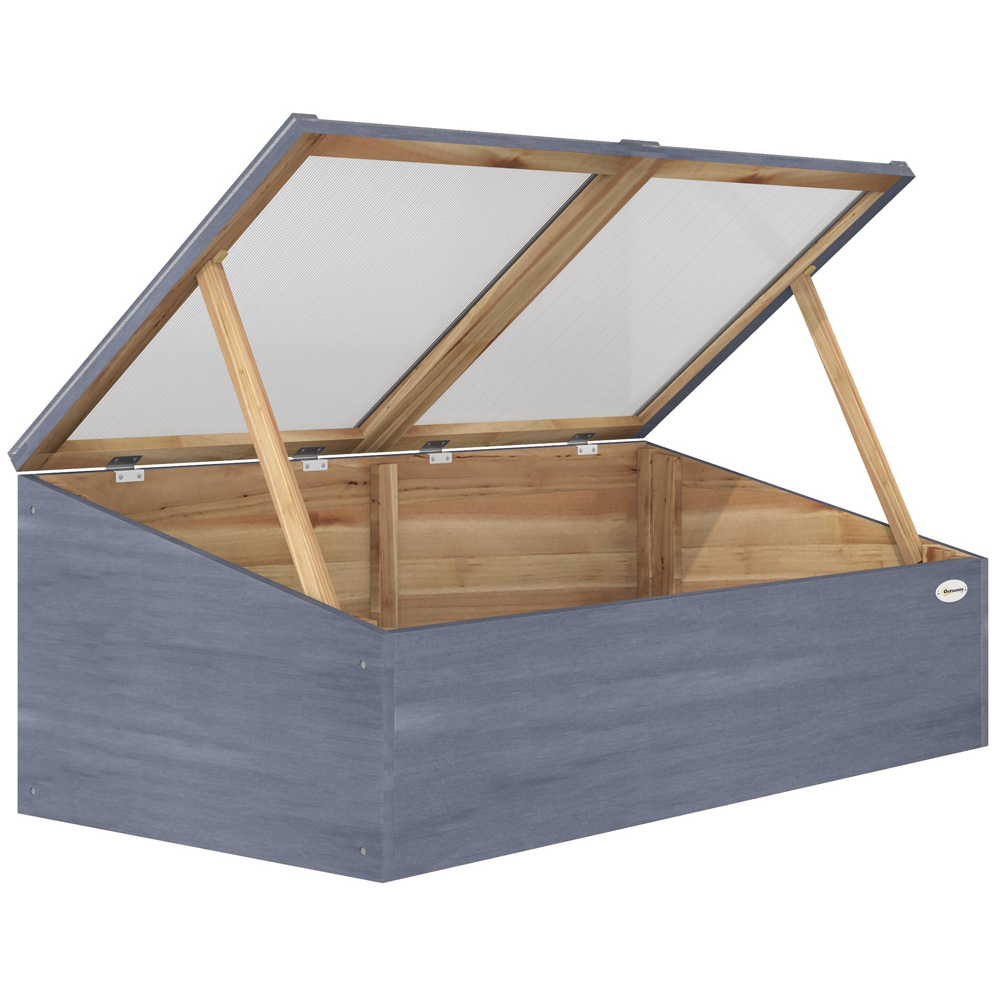 Outsunny Wood Cold Frame Greenhouse Garden Polycarbonate Grow House L