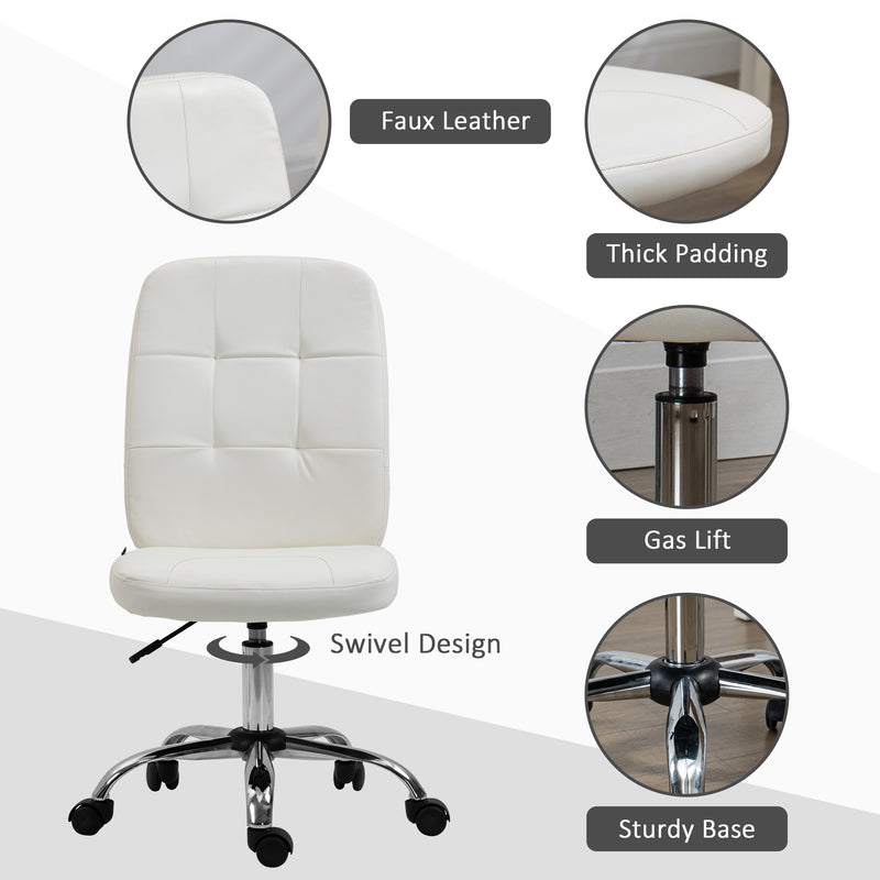 Vinsetto Curved Back Home Office Chair with Adjustable Height, White