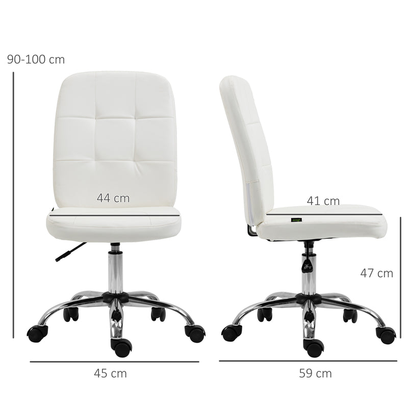 Vinsetto Curved Back Home Office Chair with Adjustable Height, White