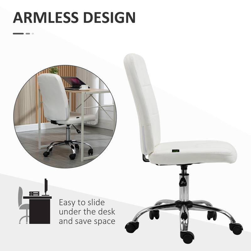 Vinsetto Curved Back Home Office Chair with Adjustable Height, White