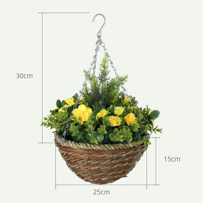 Outsunny 2 PCs Artificial Lisianthus Flower Hanging Planter Basket