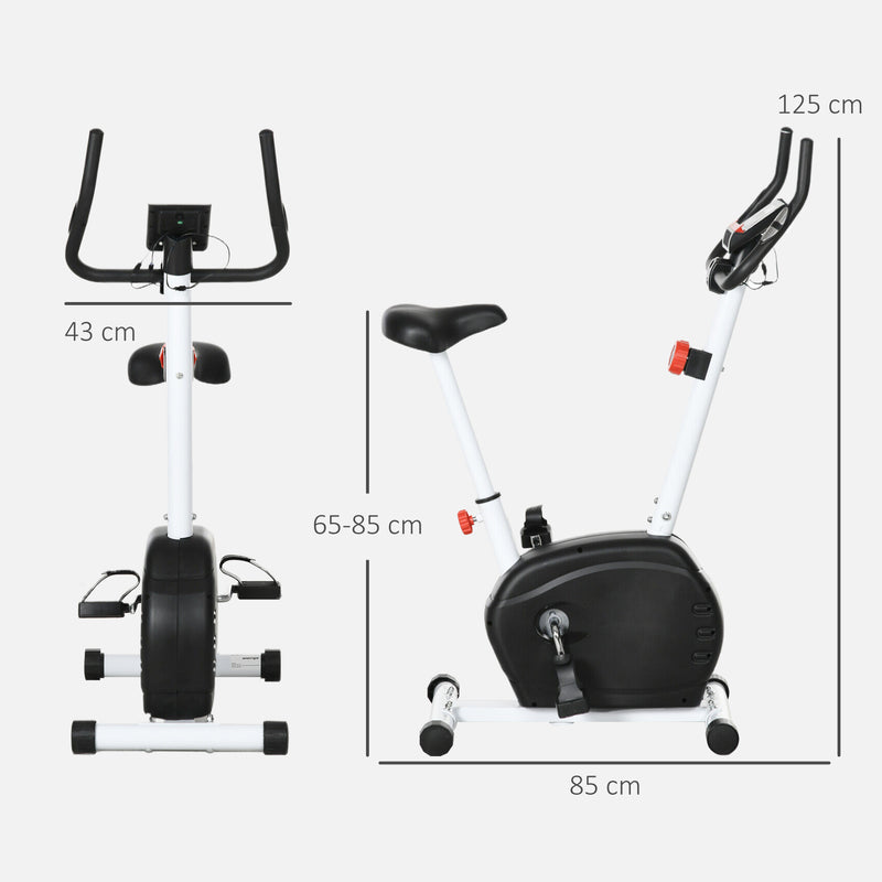 SPORTNOW Magnetic Exercise Bike with 8-Level Resistance and Wheels, White