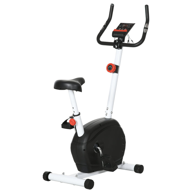 SPORTNOW Magnetic Exercise Bike with 8-Level Resistance and Wheels, White