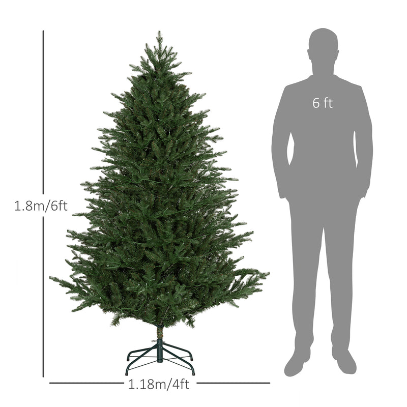 HOMCOM 6ft Prelit Artificial Christmas Tree w/ Lights for Party Decoration