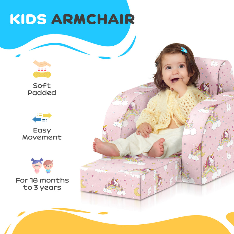 AIYAPLAY Kids Armchair, Foldable Toddler Chair for Bedroom - Pink