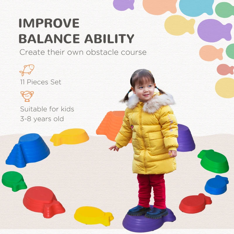 Outsunny Balance Stepping Stones 11 piece - Multi Coloured