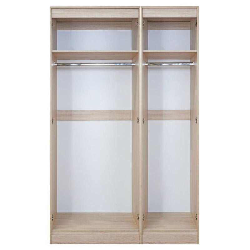 Copenhagen Ready Assembled Wardrobe with Triple Mirror  - White Gloss & Bardolino Oak