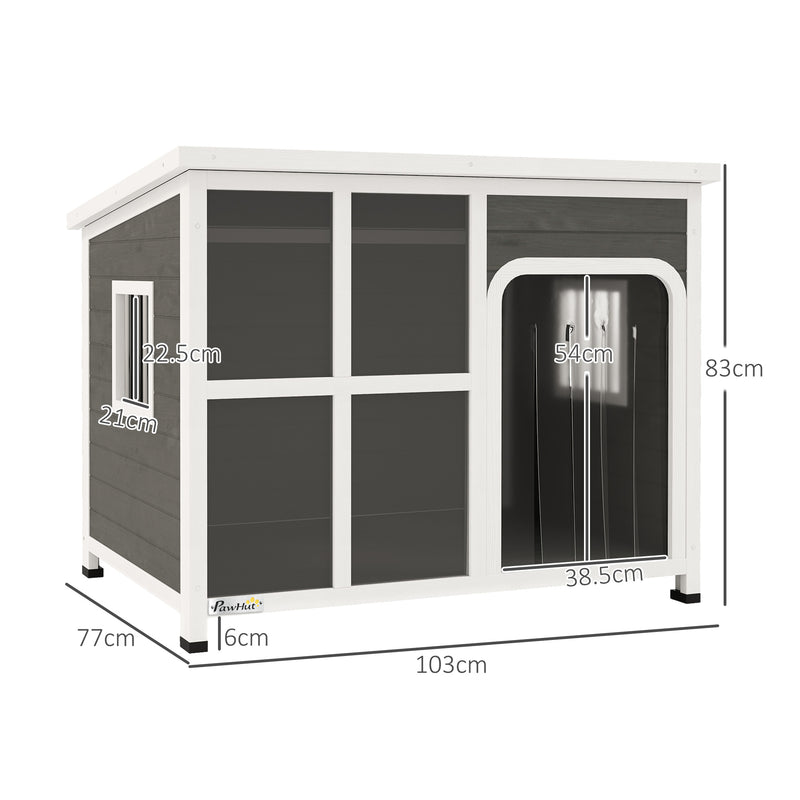 PawHut Wooden Dog Kennel Outdoor w/ Openable Top