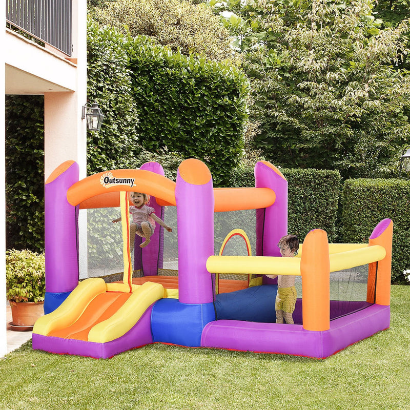 Outsunny Bouncy Castle with Trampoline & Slide 3in1 - Multi Colour