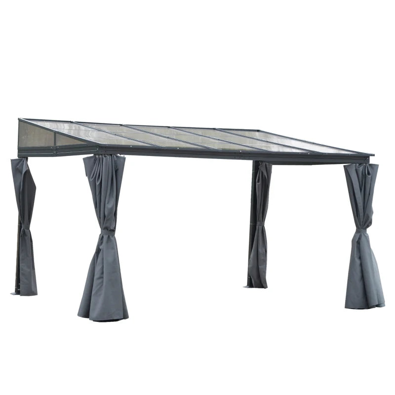 Outsunny Outdoor Lean to Pergola Gazebo 4 x 3m - Grey