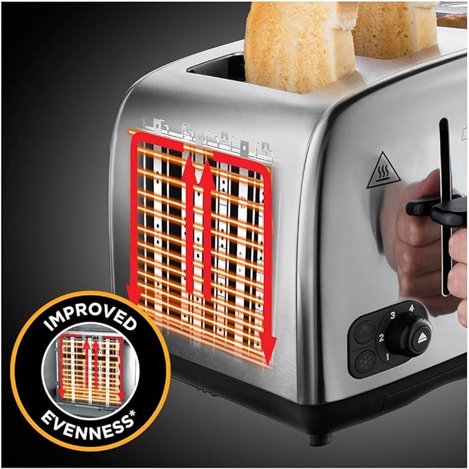 Russell Hobbs Adventure 4 Slice S/s Toaster - Silver