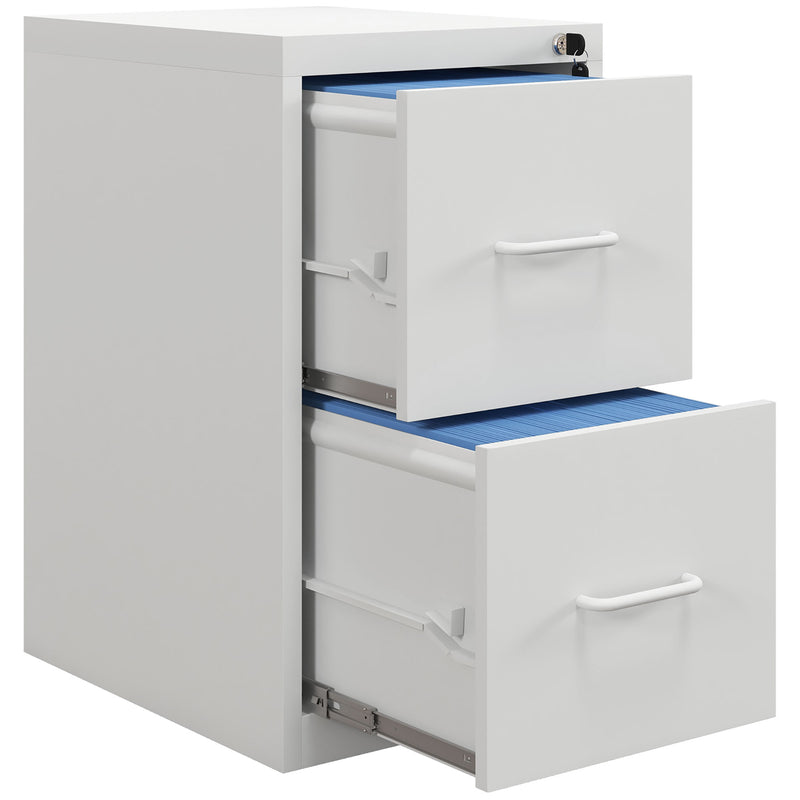 2 Drawer Filing Cabinet with Adjustable Hanging Bar for A4 and Letter Size White