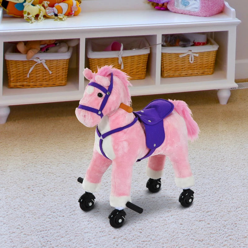 HOMCOM Children's  Wheeled Walking Horse  (Pink)