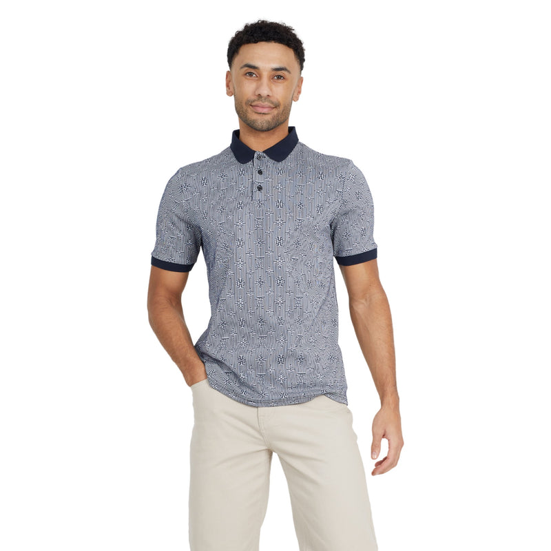 Brave Soul Bueno Jaquard Polo - Navy