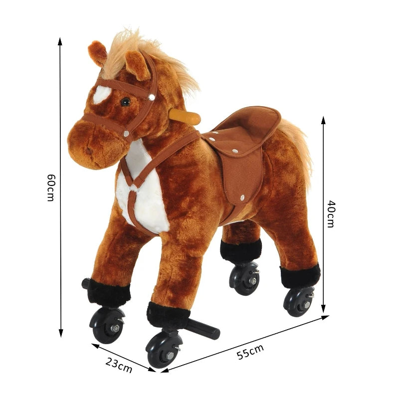 HOMCOM Children's Wheeled walking horse - Brown