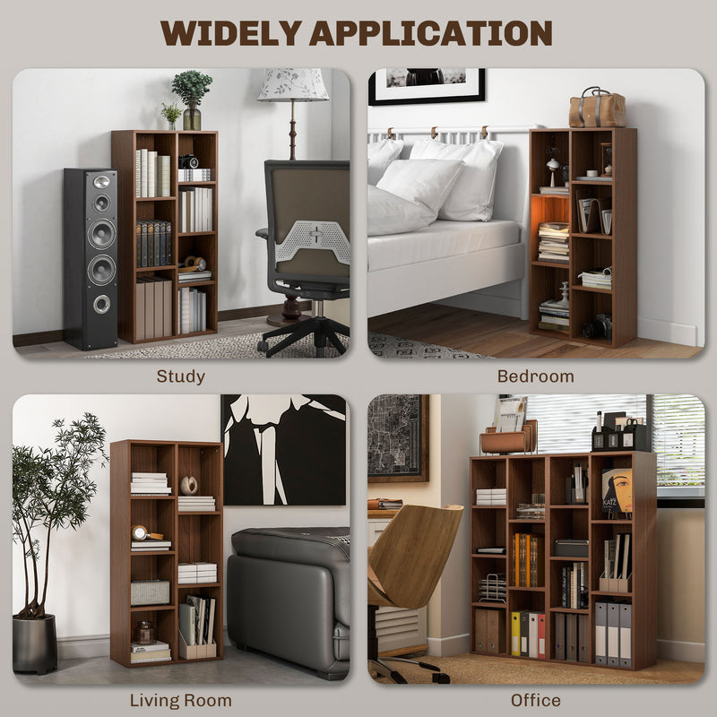 HOMCOM Bookcase Modern Bookshelf Cabinet for Home Office Walnut