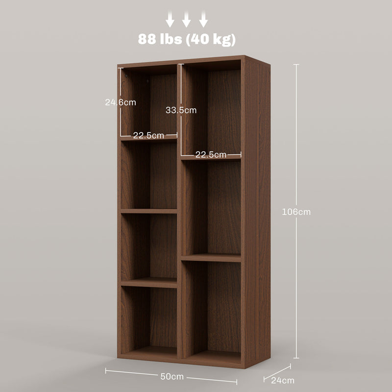 HOMCOM Bookcase Modern Bookshelf Cabinet for Home Office Walnut