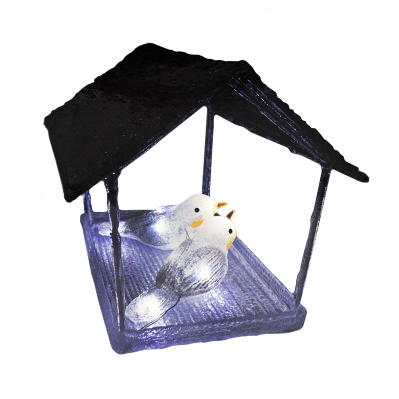 Christmas Sparkle Acrylic Bird House with 2 Robins 25cm and 16 White LEDs