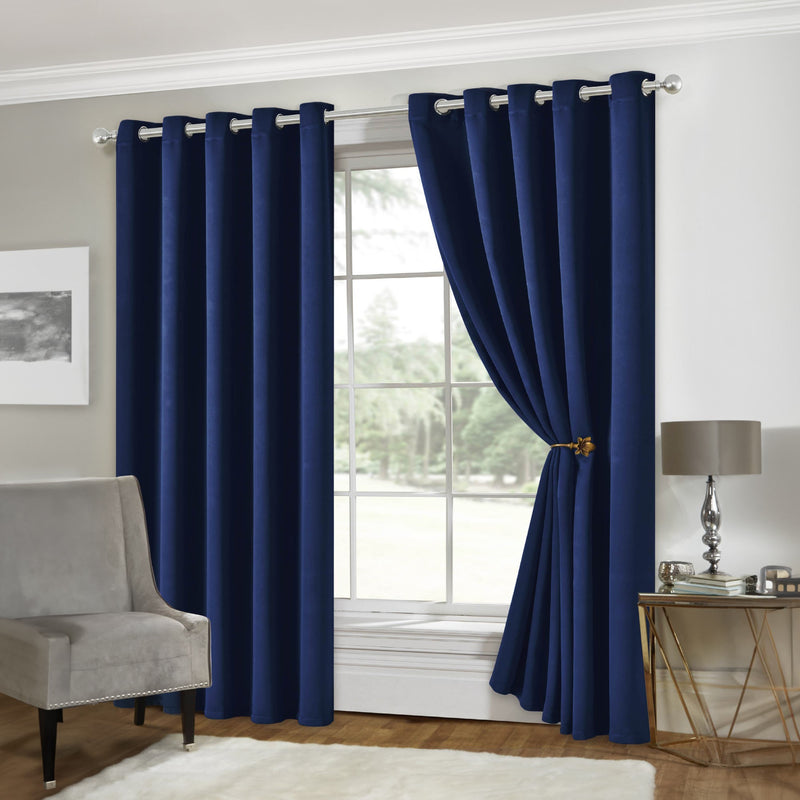 Lewis's Eclipse Soft Touch Blackout Eyelet Curtains - Navy