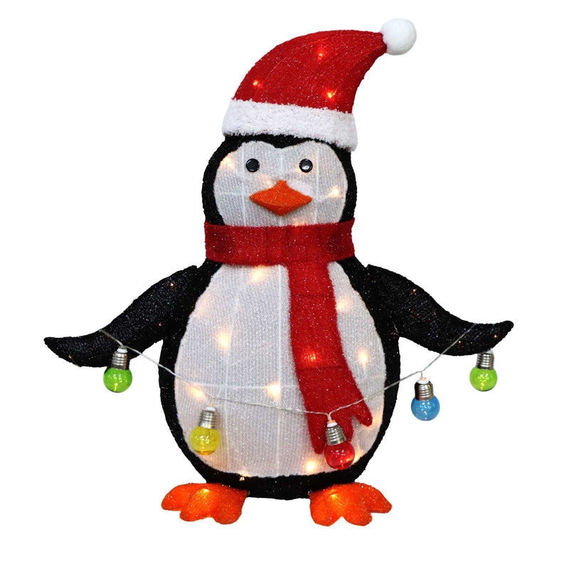 Christmas Sparkle Glitter Penguin with 40 Warm White Lights