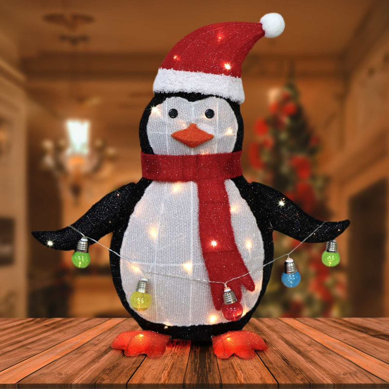 Christmas Sparkle Glitter Penguin with 40 Warm White Lights