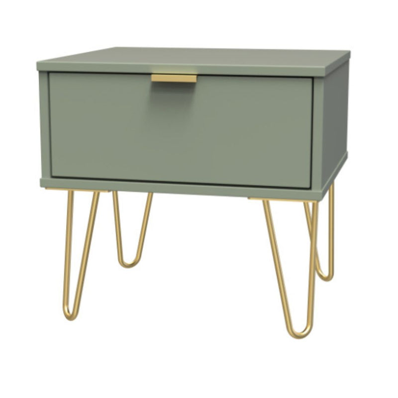 Harare Ready Assembled Bedside Table with 1 Drawer  - Reed Green