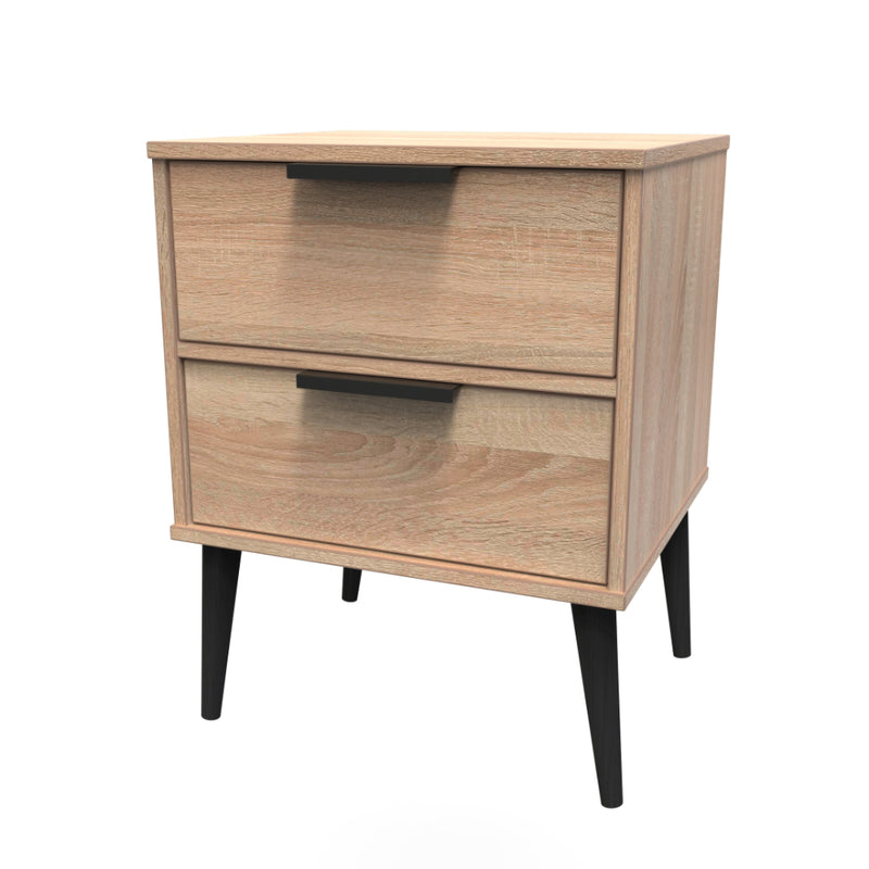 Helsinki Ready Assembled Bedside Table with 2 Drawers  - Bardolino Oak