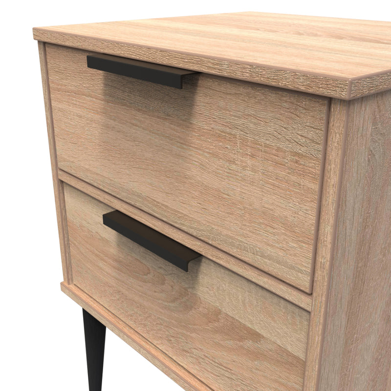 Helsinki Ready Assembled Bedside Table with 2 Drawers  - Bardolino Oak