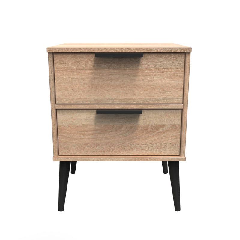 Helsinki Ready Assembled Bedside Table with 2 Drawers  - Bardolino Oak