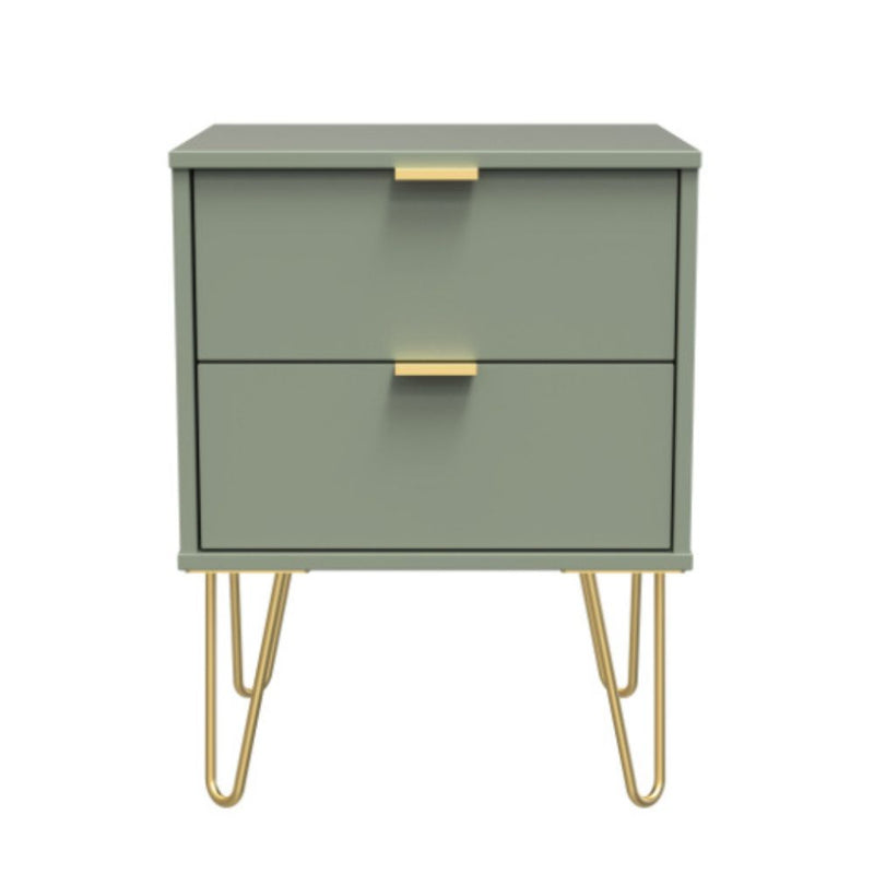 Harare Ready Assembled Bedside Table with 2 Drawers  - Reed Green