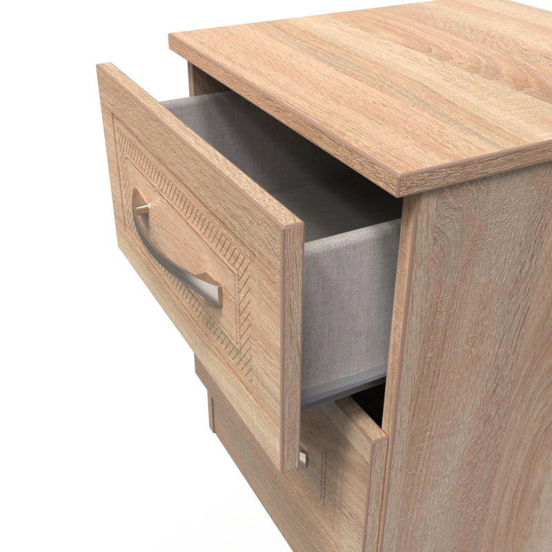 Dakar Ready Assembled Bedside Table with 2 Drawers  - Modern Oak