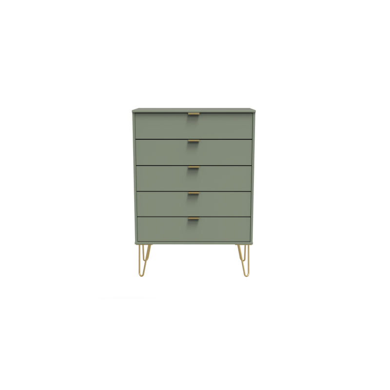 Harare Ready Assembled Chest of Drawers with 5 Drawers  - Reed Green