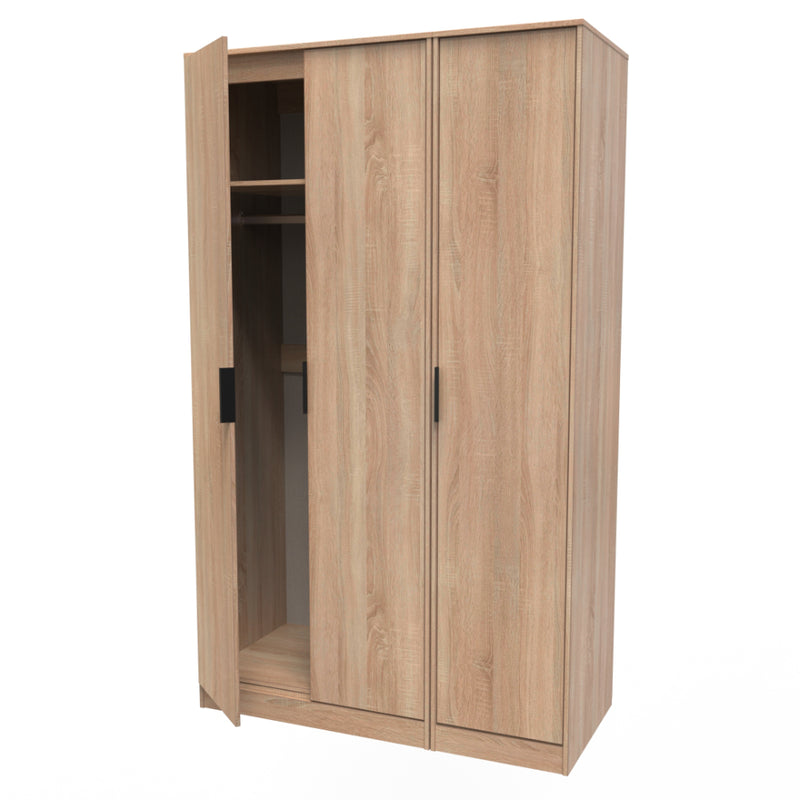 Helsinki Ready Assembled Wardrobe with 3 Doors  - Bardolino Oak