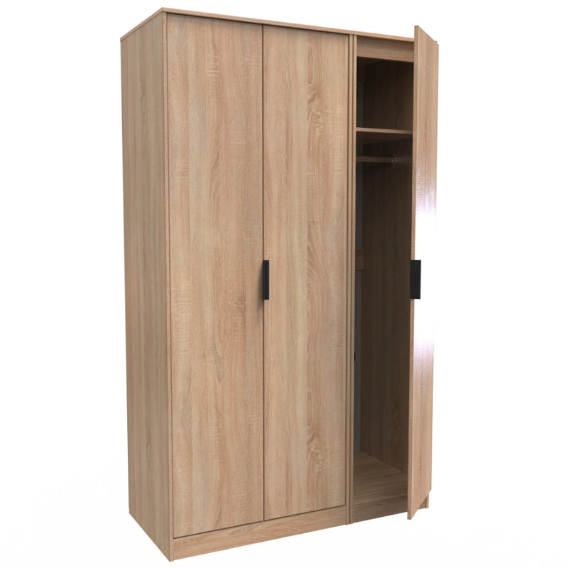 Helsinki Ready Assembled Wardrobe with 3 Doors  - Bardolino Oak