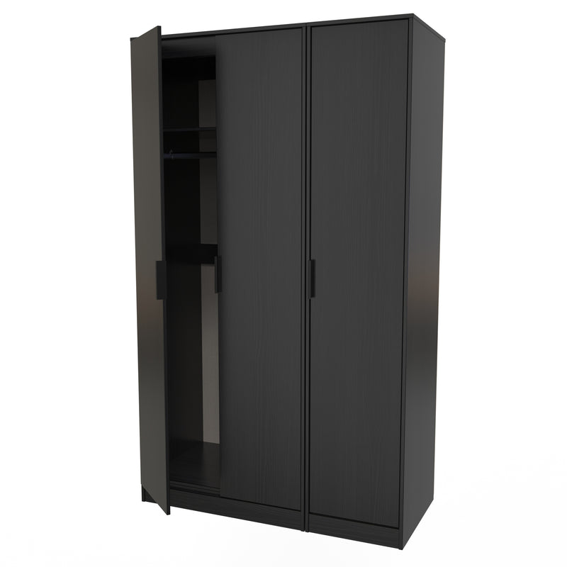 Haiti Ready Assembled Wardrobe with 3 Doors  - Black Matt