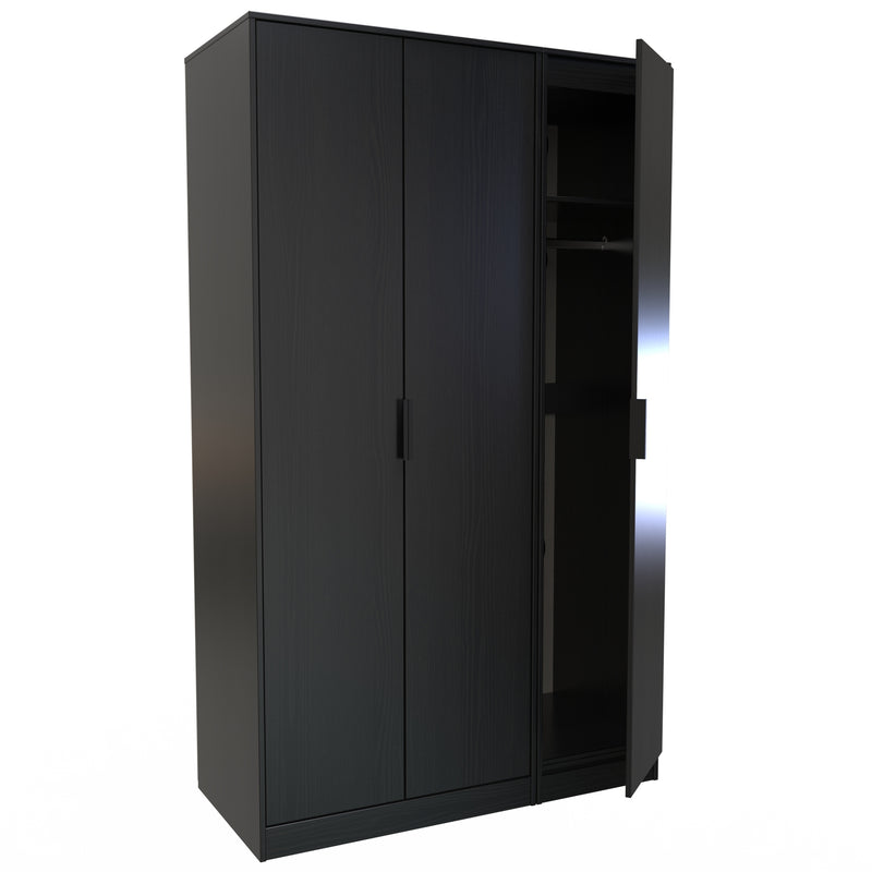 Haiti Ready Assembled Wardrobe with 3 Doors  - Black Matt