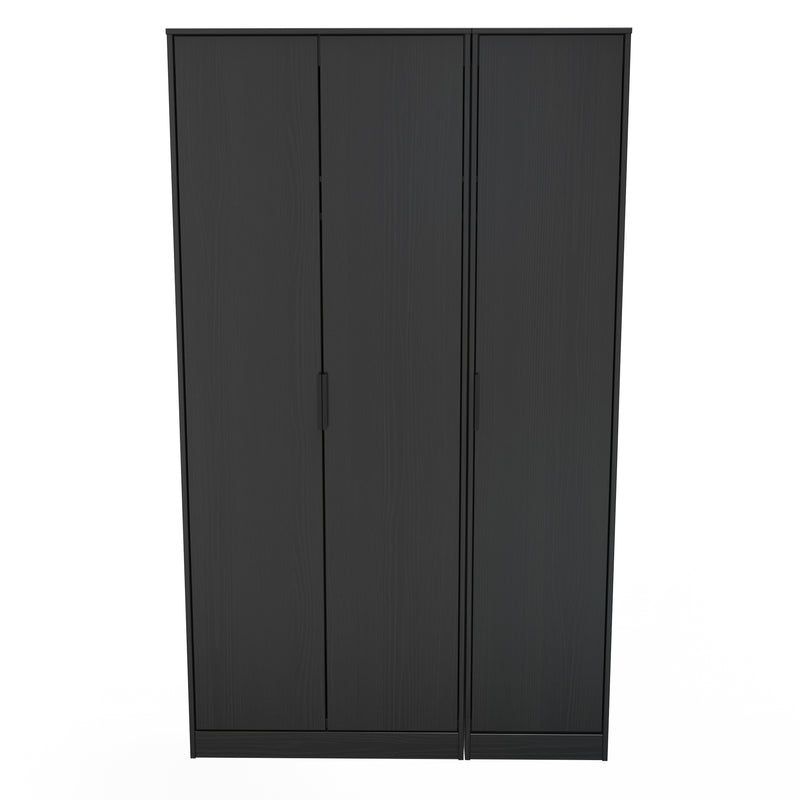 Haiti Ready Assembled Wardrobe with 3 Doors  - Black Matt