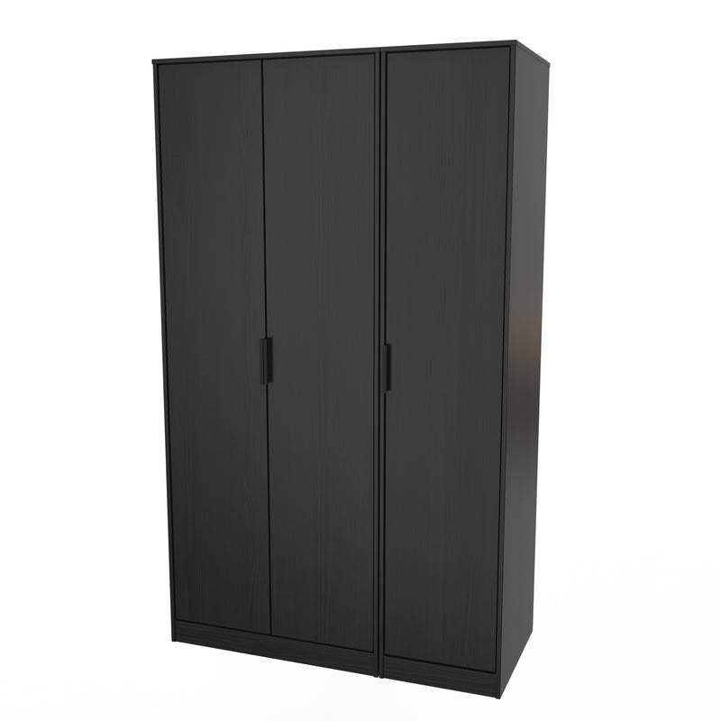 Haiti Ready Assembled Wardrobe with 3 Doors  - Black Matt