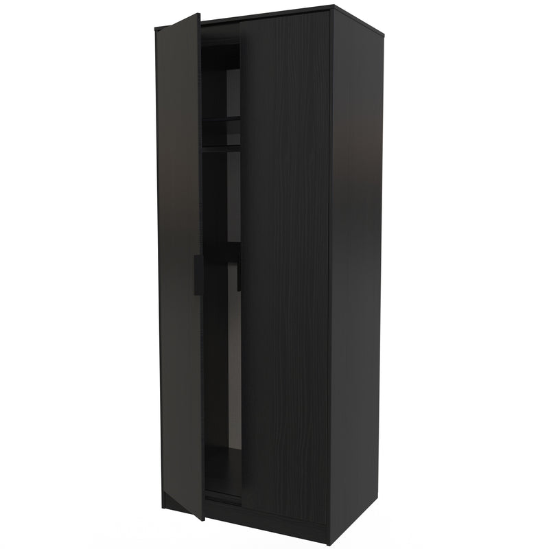 Haiti Ready Assembled Wardrobe with 2 Doors  - Black Matt