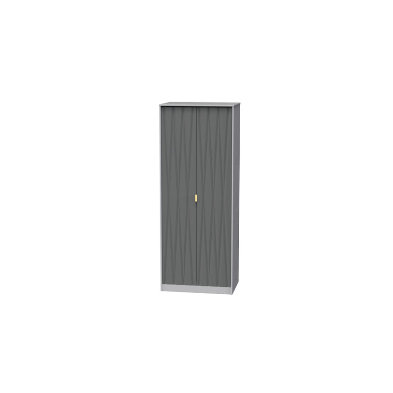 Glitz Ready Assembled Wardrobe with 2 Doors  - Shadow Matt & Grey