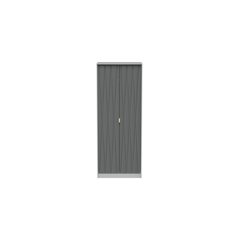 Glitz Ready Assembled Wardrobe with 2 Doors  - Shadow Matt & Grey